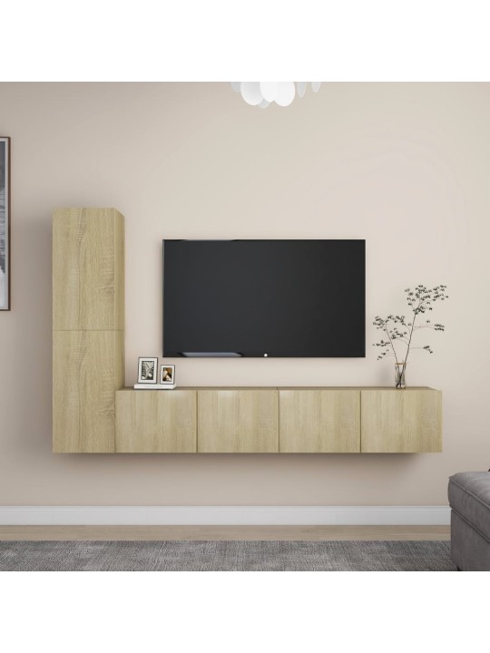 4-daļīgs tv skapīšu komplekts, ozola krāsa, inženierijas koks