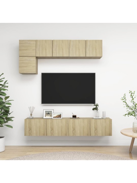 5-daļīgs tv skapīšu komplekts, ozola krāsa, inženierijas koks