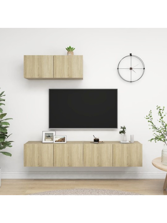 Tv skapīši, 3 gab., ozolkoka krāsa, inženierijas koks