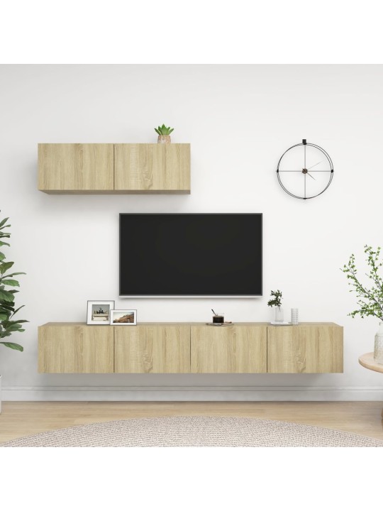 Tv skapīši, 3 gab., ozolkoka krāsa, inženierijas koks