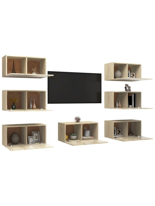Tv skapīši, 7 gab., 30,5x30x60 cm, ozolkoka, inženierijas koks