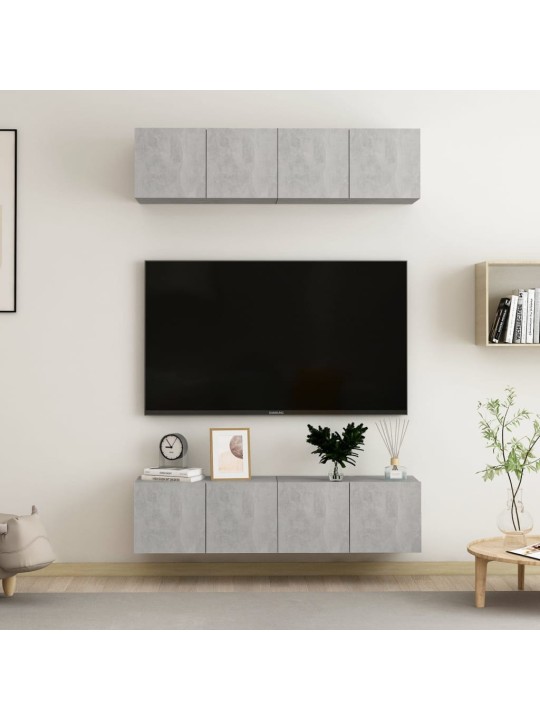Tv skapīši, 4 gab., 60x30x30cm, betona pelēki inženierijas koks