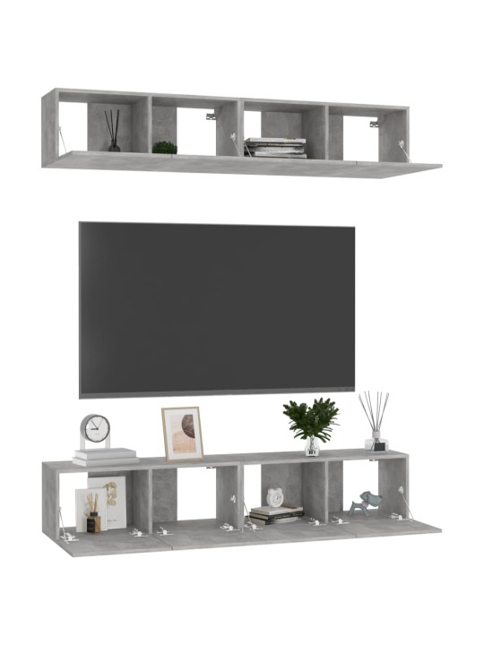 Tv skapīši, 4 gab., betona pelēki, 80x30x30cm inženierijas koks