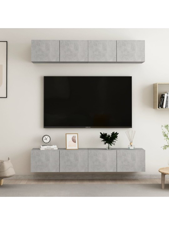 Tv skapīši, 4 gab., betona pelēki, 80x30x30cm inženierijas koks