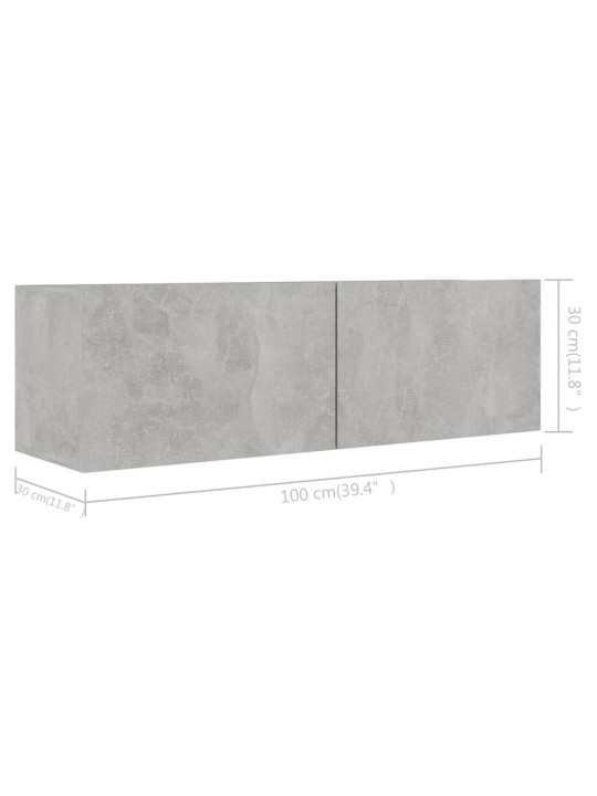 Tv skapīši, 4 gab., betona pelēki 100x30x30cm inženierijas koks