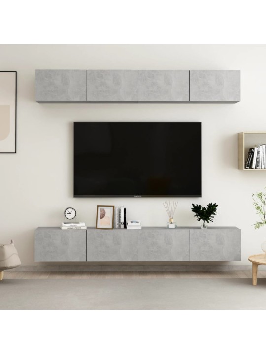Tv skapīši, 4 gab., betona pelēki 100x30x30cm inženierijas koks