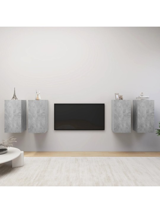 Tv skapīši, 4 gab., 30,5x30x60 cm, pelēki, inženierijas koks