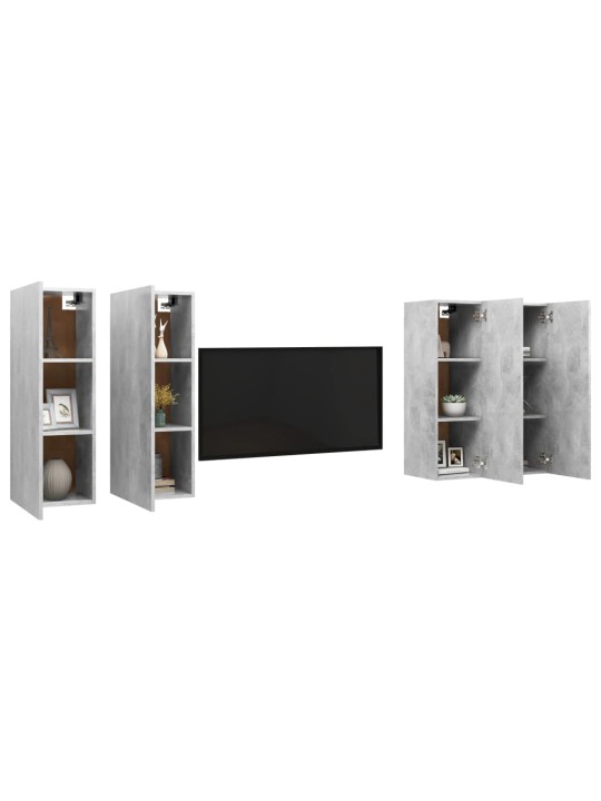 Tv skapīši, 4gab. 30,5x30x90 cm betona pelēki inženierijas koks