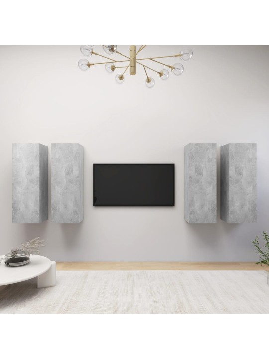 Tv skapīši, 4gab. 30,5x30x90 cm betona pelēki inženierijas koks