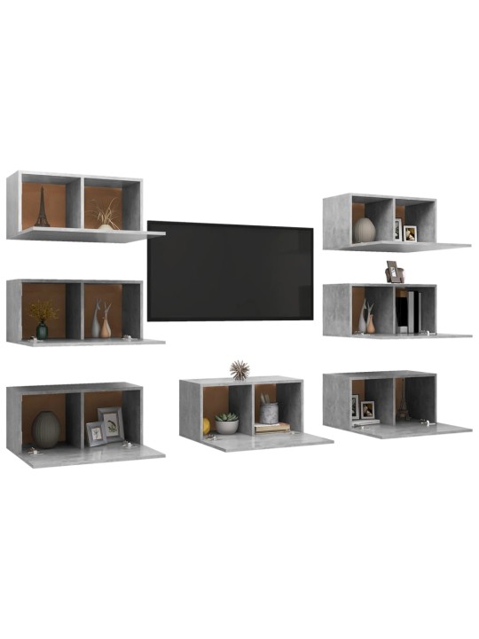 Tv skapīši, 7gab., 30,5x30x60cm, betonpelēki, inženierijas koks