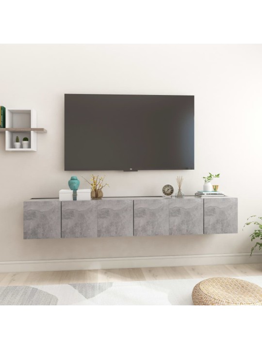 Piekarami tv skapīši, 3 gab., betona pelēki, 60x30x30 cm