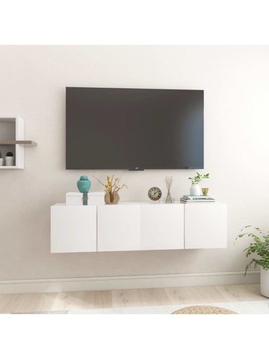 Tv skapīši, 2 gab., spīdīgi balti, 60x30x30 cm