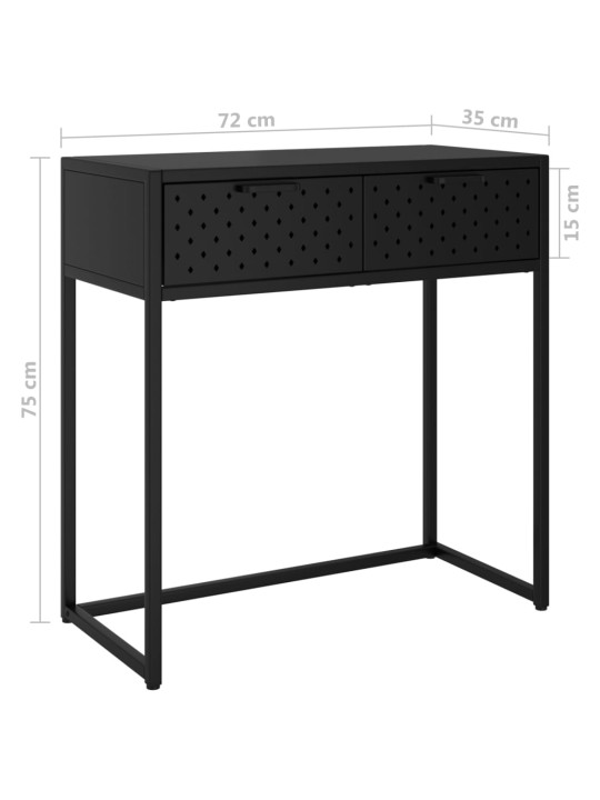 Konsoles galdiņš, melns, 72x35x75 cm, tērauds