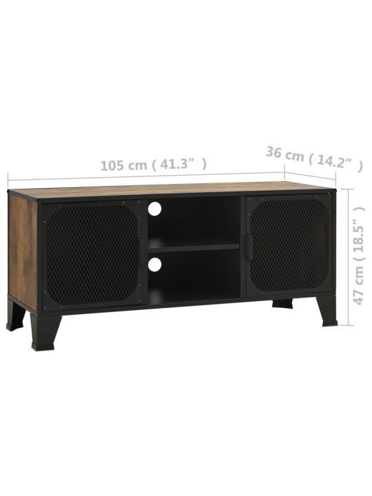 Tv skapītis, senatnīgi brūns, 105x36x47 cm, metāls un mdf