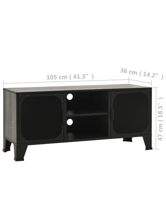 Tv skapītis, pelēks, 105x36x47 cm, metāls un mdf
