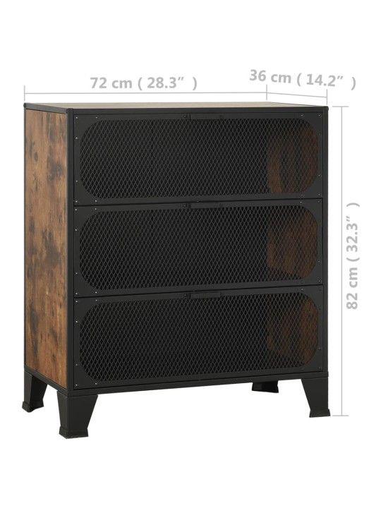 Skapītis, senatnīgi brūns, 72x36x82 cm, metāls un mdf