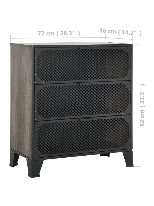 Skapītis, pelēks, 72x36x82 cm, metāls un mdf