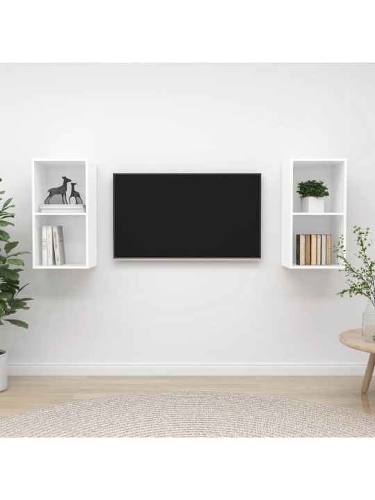 Sienas tv plaukti, 2 gab., balti, inženierijas koks