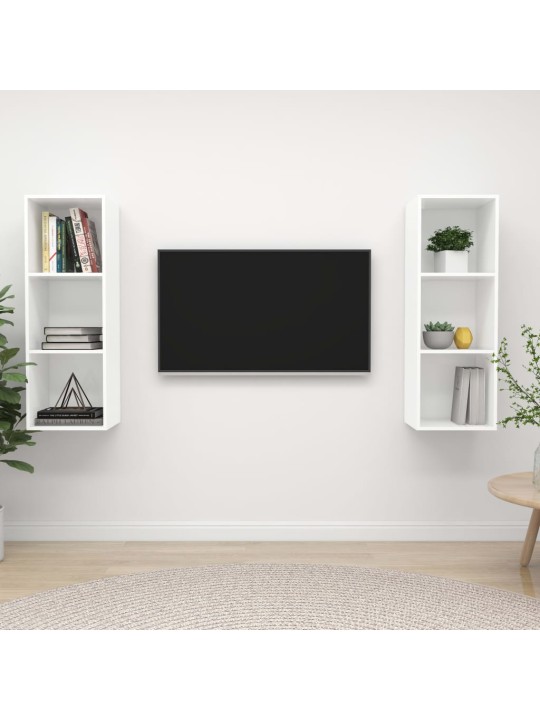 Sienas tv plaukti, 2 gab., balti, inženierijas koks