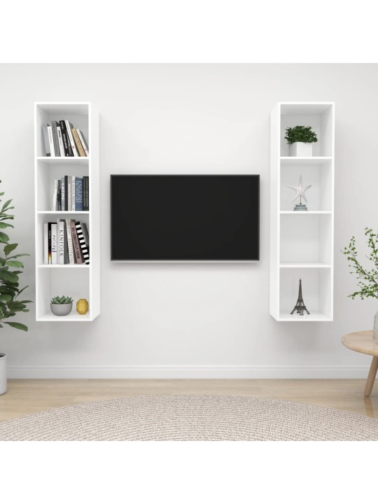 Sienas tv plaukti, 2 gab., balti, inženierijas koks