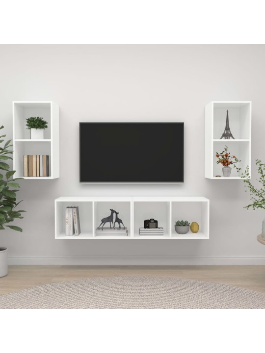 Sienas tv plaukti, 4 gab., balti, inženierijas koks