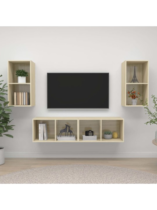 Sienas tv plaukti, 4 gab., ozolkoka krāsa, inženierijas koks
