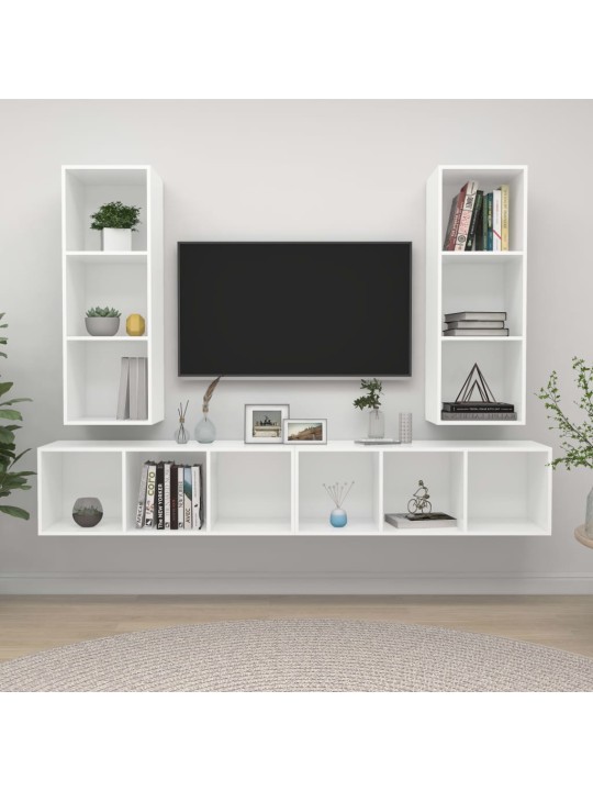 Sienas tv plaukti, 4 gab., balti, inženierijas koks