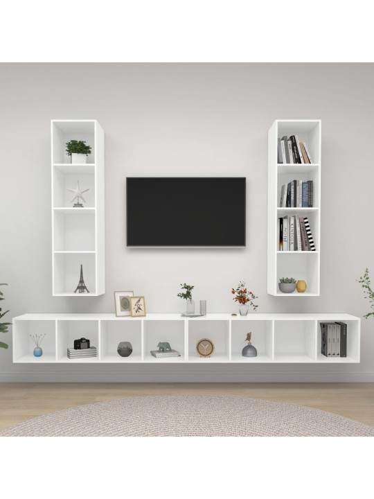 Sienas tv plaukti, 4 gab., balti, inženierijas koks