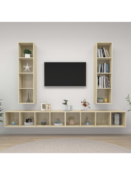 Sienas tv plaukti, 4 gab., ozolkoka krāsa, inženierijas koks