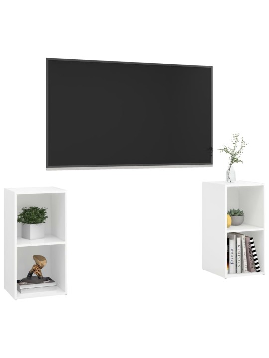 Tv plaukti, 2 gab., balti, 72x35x36,5 cm, inženierijas koks