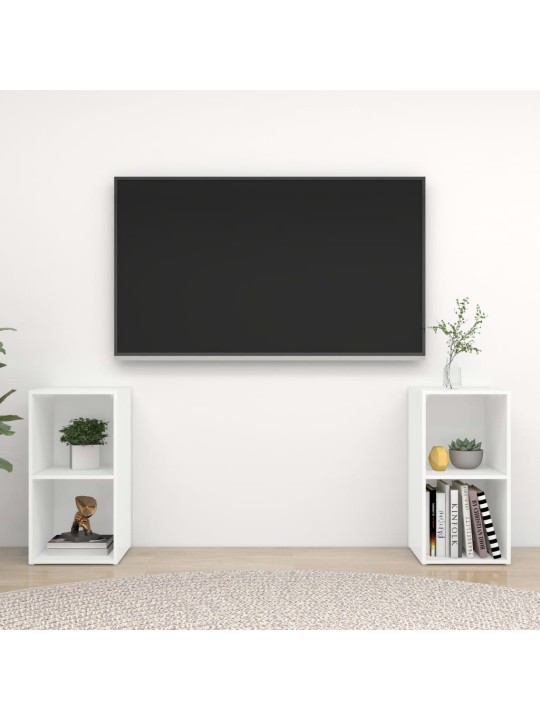 Tv plaukti, 2 gab., balti, 72x35x36,5 cm, inženierijas koks
