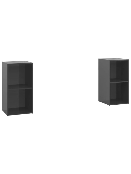 Tv plaukti, 2 gb. spīdīgi pelēki 72x35x36,5cm inženierijas koks