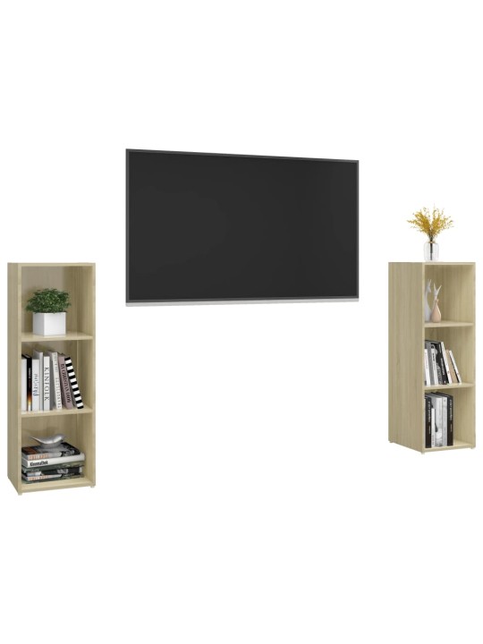 Tv plaukti, 2 gb. balti, ozolkoka 107x35x37cm inženierijas koks