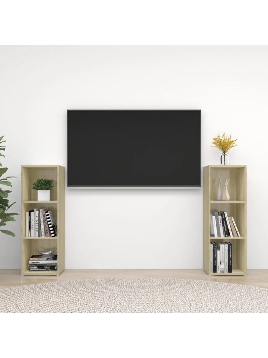 Tv plaukti, 2 gb. balti, ozolkoka 107x35x37cm inženierijas koks