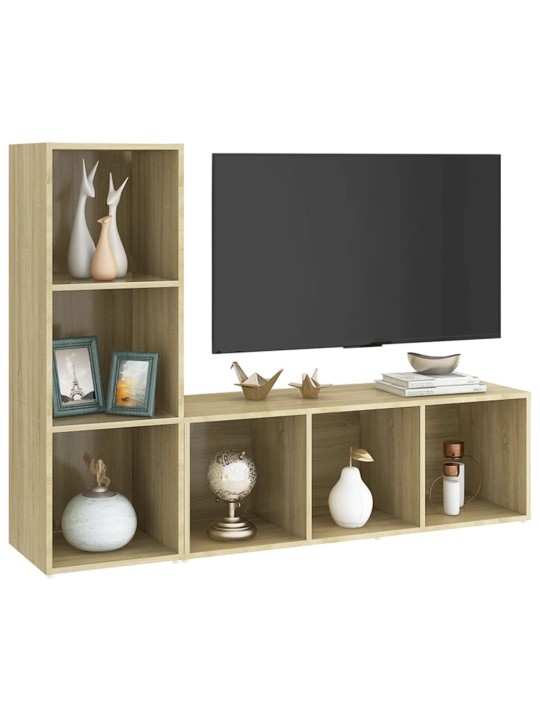 Tv plaukti, 2 gb. balti, ozolkoka 107x35x37cm inženierijas koks