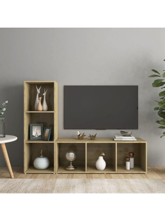 Tv plaukti, 2 gb. balti, ozolkoka 107x35x37cm inženierijas koks