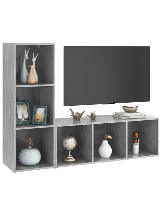 Tv plaukti, 2gab., 107x35x37cm, inženierijas koks betona pelēki