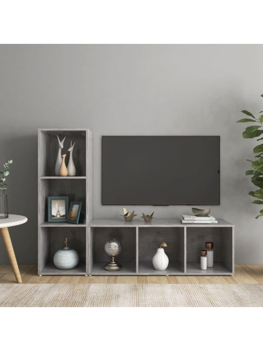 Tv plaukti, 2gab., 107x35x37cm, inženierijas koks betona pelēki