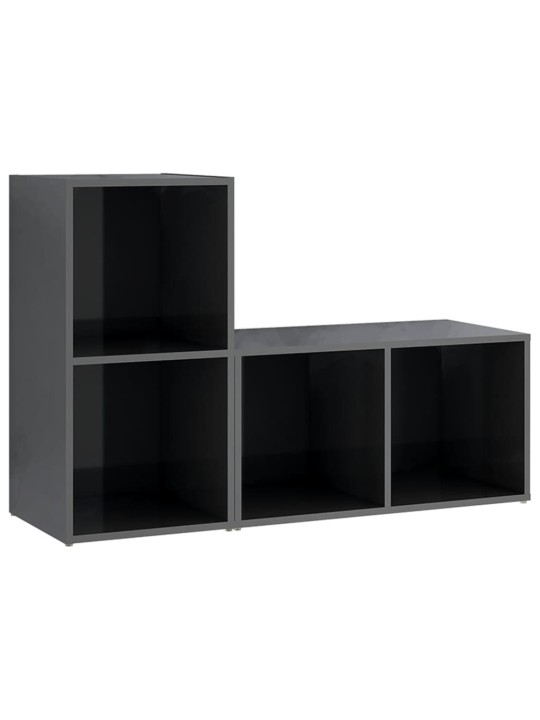 Tv plaukti, 2 gb. spīdīgi pelēki 72x35x36,5cm inženierijas koks