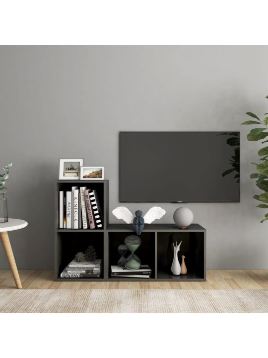 Tv plaukti, 2 gb. spīdīgi pelēki 72x35x36,5cm inženierijas koks