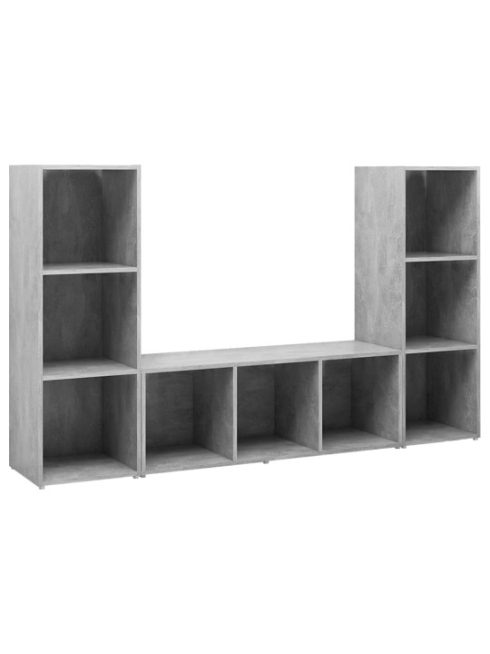 Tv plaukti, 3gab., betona pelēki, 107x35x37cm inženierijas koks