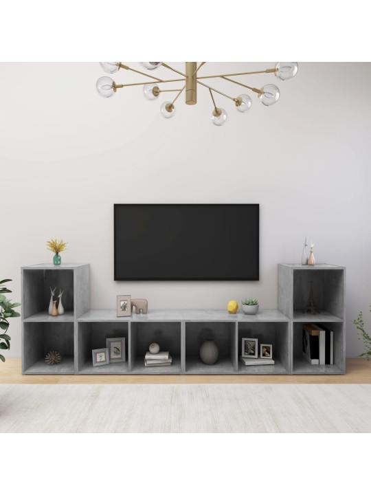 Tv plaukti, 4 gab. betona pelēki 72x35x36,5cm inženierijas koks
