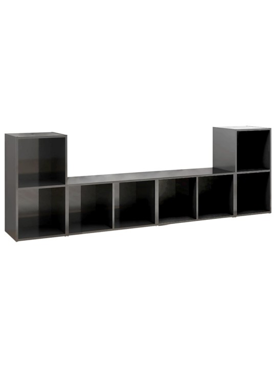 Tv plaukti, 4 gb. spīdīgi pelēki 72x35x36,5cm inženierijas koks