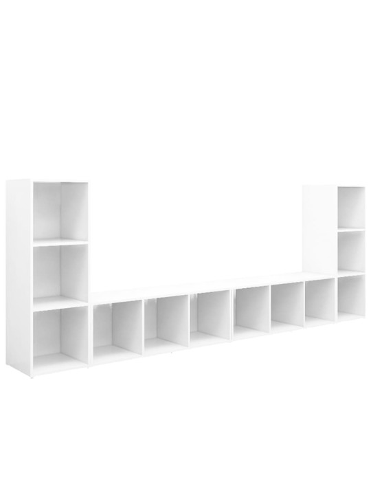 Tv plaukti, 4 gab., balti, 107x35x37 cm, inženierijas koks