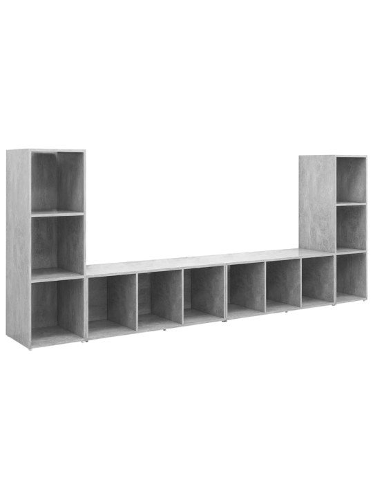 Tv plaukti, 4gab., betona pelēki, 107x35x37cm inženierijas koks