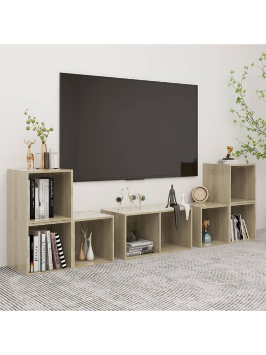 6-daļīgs tv plauktu komplekts, ozolkoka krāsa inženierijas koks