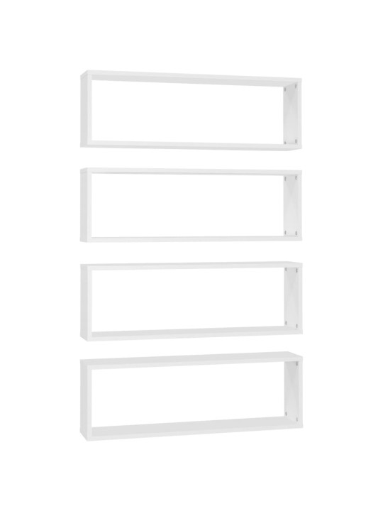 Sienas plaukti, 4 gab., balti, 80x15x26,5 cm, inženierijas koks