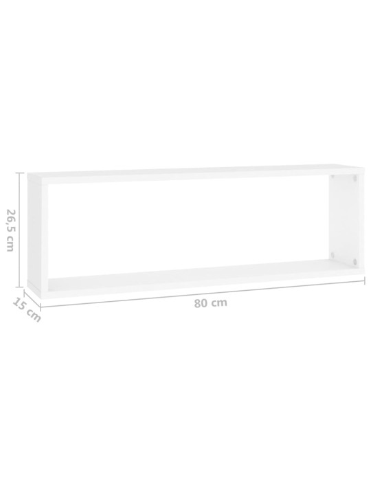 Sienas plaukti, 4 gab., balti, 80x15x26,5 cm, inženierijas koks