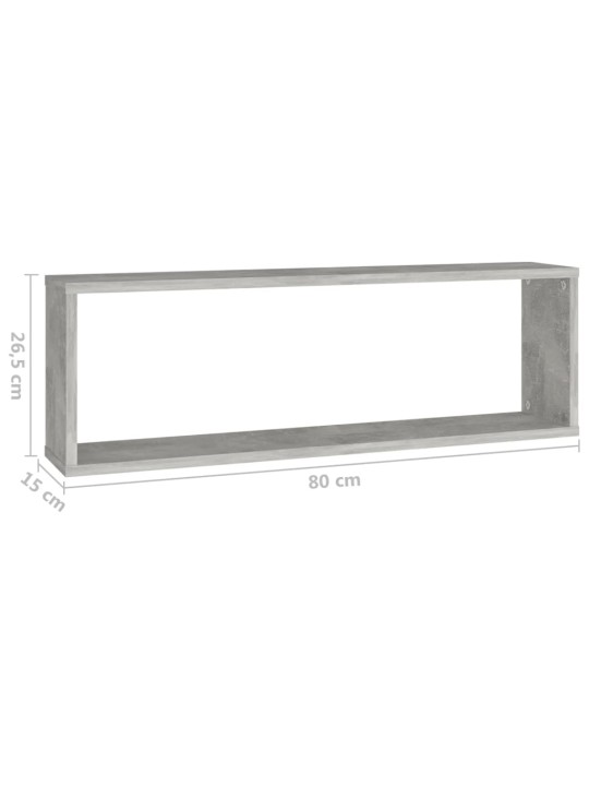 Sienas plaukti, 2 gb., betonpelēki, 80x15x26,5 cm