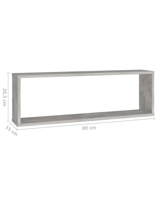 Sienas plaukti, 4 gb., betonpelēki, 80x15x26,5 cm